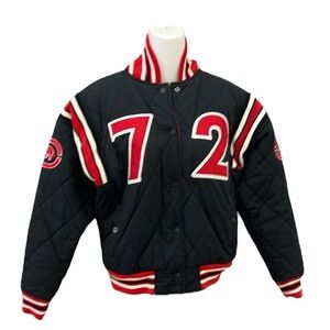 Ecko Red Reversible Bomber Jacket Black Quilted Red Satin Size L Vintage Y2K